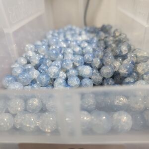 10mm glass beads. Shimmering Blue Crackle Beads